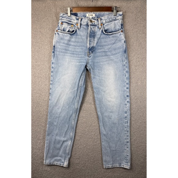RE/DONE High Rise Stove Pipe Jeans Light Wash Straight Button Fly Jeans Size 27 - Picture 2 of 13